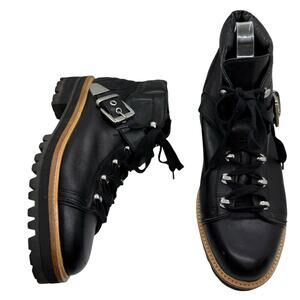 Marc Fisher Indre Platform Hiker Boot Leather Black size 10